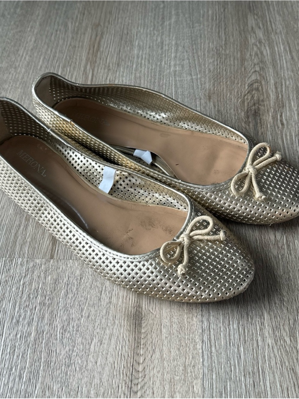 Merona Metallic Gold Perforated Ballet Flats with Bow